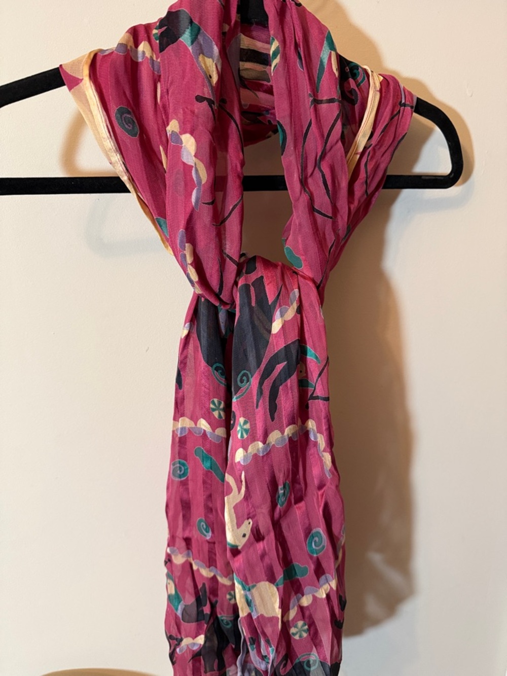 Vintage Magenta Patterned Lightweight Women's Scarf